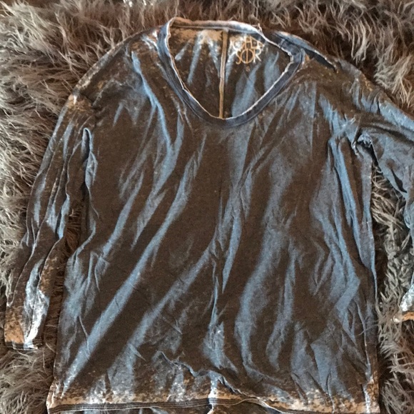 Chaser 3/4 blue sheer top - Picture 1 of 2